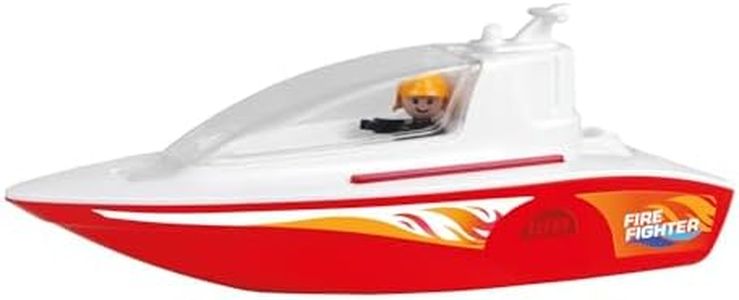 Lena BOAZZ Barco de Fuego 36 cm, Barco de Juguete Adecuado para Uso en Interiores y Exteriores, para niños a Partir de 2 años, Cabina abatible, Dos Asientos más Figura de Juego