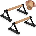 Wood push up bars Parallettes bars Anti-slip Handstand Bars for Calisthenics, Fitness, Floor workouts Solid Wood with Sturdy Metal Bracket, Support 500 lbs