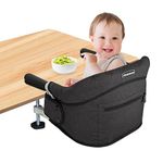 Hook On High Chair, Jozzve Fast Table Chair No Tray Included, Portable Baby Feeding Seat Fold-Flat Storage Bag for Dining Table for Home Travel, Black