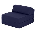 Ready Steady Bed Guest Foldable Z Bed Chair | Water Resistant Removable Cover | Sleepover Sofa Futon Mattress | Bedroom Living Room Furniture | Soft, Lightweight & Comfortable Designed (Navy)