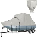 Nukugula Trailerable T-Top Boat Cover Fully 900D Solution Dyed T Top Boat Cover with 21 Windproof Straps, Motor Cover Fit 23'-25' Long Beam Width Up to 106" Center Console Boat with T Top Roof