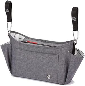 Diono Buggy Buddy XL Universal Stroller Organizer with Cup Holders, Secure Attachment, Zippered Pockets, Safe & Secure, Gray