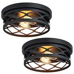 SKEJAO Flush Mount Ceiling Light Fixture for Hallway,2-Light Black Hallway Light Fixtures Ceiling,Light Fixtures Ceiling Mount for Kitchen,Farmhouse,Hall (2 Pack)