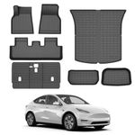 Cacartist Floor Mat and Cargo Liner Custom Fit for 2021-2024 Tesla Model Y 5-Seat (NOT fit 7-Seat) Accessories TPE 3D All Weather Floor Liners Trunk Mat (Set of 7)