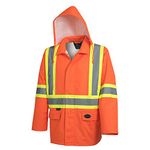 Pioneer V1081350 Hi-Viz Safety Rain Jacket, Tear and Abrasion Resistant