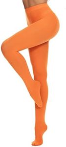 CozyWow Women's 80D Soft Solid Color Semi Opaque Footed Tights High Waist Womens Tights(L-XL, Orange)