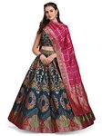 PURVAJA Women's Jacquard Semi-Stitched Lehenga choli (Amayra-Rama_Rama_Free Size)