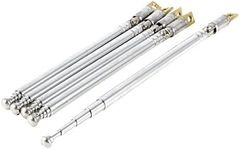 uxcell Universal Telescopic Telescoping Antenna, 180 Degree 11cm-32cm Length 5 Sections Aerial Control Receiver for AM FM Radio Equipment, Television, Silver Tone 5 Pcs Stainless Steel