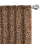 Ambesonne Leopard Print Window Curtains, Orange Color Leopard Texture Illustration Exotic Fauna Inspired Pattern, Lightweight Decor 2-Panel Set with Rod Pocket, Pair of - 28" x 63", Orange Black