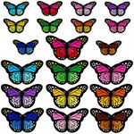 20pcs Butterfly Iron on Patches, 2 Size Embroidered Sew Applique Repair Patch