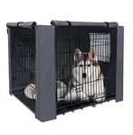 PETKEI Dog Crate Cover for Dog Crate Large, Durable Polyester PU Coated Dog Cage Cover Designed for 1 & 2 Door Cage, Includes 1 Breathable Mesh Window & 1 Pocket for 36 inch Dog Crate(Cover only)