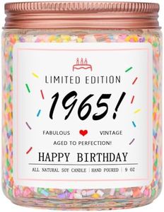 Homsolver 60th Birthday Gifts for Women Ideas, Happy 1965 60th Birthday Candle Gifts-Limited Edition 1965 Handmade Candles (Vanilla Birthday Cake Scent with Sprinkles)