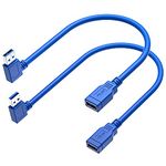 USB 3.0 Extension Cable 1FT 2 Pack 90 Degree Left & Right Angle USB Adapter Male to Female Short USB3 Cables Up & Down for Laptop TV USB Disk Mouse Hard Disk Camera