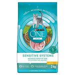 Purina ONE +Plus Dry Cat Food, Sensitive Systems Turkey - 3 kg Bag