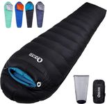 QEZER Down Sleeping Bag 4 Season, Lightweight Winter Sleeping Bag 0 Degree to -12 Degree C for Adults and Kid Camping, Hiking and Backpacking Outdoor Filled 600+FP Down (black)