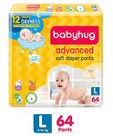 Babyhug Baby Diapers Pants Large 64s Pack - Advanced Soft Diapers Pants(L64) (9-14 Kg)