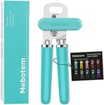 Mebotem 10 Colors Can Opener Manual Handheld Heavy Duty Hand Can Opener Smooth Edge Stainless Steel Can Openers Top Lid Kitchen Gadgets, Best Large Rated Easy Turn Knob, with Bottle Opener, Aqua Sky