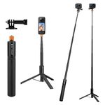 K&F Concept MS21 47 inch Invisible Selfie Stick Extension Pole for Insta360, Go Pro, DJI and Action Cameras, 1/4 inch Invisible Selfie Stick Tripod with GoPro Adapter