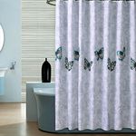 GONOVE Shower Curtain for Bathroom 180 x 180 cm Anti-Mould Mildew Resistant Waterproof Polyester Fabric Butterfly Shower Curtain Liner Bath Curtain with Hooks, Washable and Weighted Hem