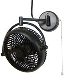 Parrot Uncle Wall Mount Fans 10 Inch Wall fans Oscillating Plug in Ceiling Fan Vintage Wall Mounted Fan Small Folding Rotating Fans with Adjustable Arm for Kitchen Dinning Room Restaurant, Black