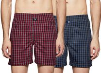 Van Heusen Men Boxer Shorts - 100% Combed Cotton - Pack of 2 - Side Pocket, Superior Lustre, Checkered_10111_Assorted_L