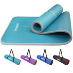 PROIRON Pilates Mat Edge Protection Non-Slip Yoga Mat Exercise Extra Thick Foam Mat Fitness Workout Mats Home Gym with Carrying Strap -1830mm x 660mm x 10mm (cyan & gray)