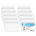 Vicloon Plastic Card Holder, 10Pcs Horizontal Name Card Holder Name Tag Clear Badge ID Card Holders Waterproof ID Badge Card