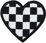 Acoinel Heart Iron On Patches - Black White Heart Patch Iron On Sew On Applique Decorative DIY for Adults Kids Teens Embroidered Patch for Clothes Jacket Jeans Backpack Hat