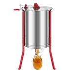 VEVOR Honey Extractor, 6 Frame Manual Honey Spinner with Transparent Lid, Stainless Steel Honeycomb Drum Spinner with Height Adjustable Stand, Honeycomb Extraction Centrifuge Equipment for Beekeeping
