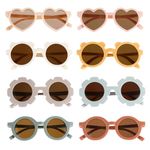 Radsocken 8PCS Kids Sunglasses, Cute Sunflower Glasses, Round Sunglasses Colorful Kids Fashion Sunglasses for Boys and Girls Photo Props, Beach Party, Outdoor Sports, round/bear/sunflower/heart