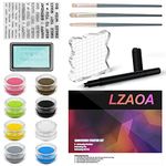 LZAOA 2023 Embossing Kit with Embossing Powders, Embossing Ink Pad, Embossing Kit for Beginners with 8 × 10 ml Embossing Powders