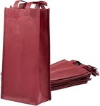 Juvale Wine Bag with Handles for Gifts, Dinner Parties, Burgundy Carrying Tote (10 Pack)