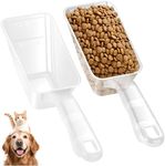 2-Pack Dog Food Scoop 1 Cup, Plastic Pet Food Measuring Scoop With Measuring Lines (1/2 & 1 Cup Markings) for Dogs, Cats, Fish, Bird（Transparent)