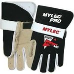 Mylec Men's Hockey Gloves, Strap, Printed Branding Logo, Hockey Stuff with Tough Leather Palm, Lightweight, Durable & Breathable, Protected with EVA Foam (Large, Black)