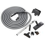 crossvac Central Vacuum Cleaner Hose Kit with Accessories - 9m No On/Off Hose - Suitable for Many Brands