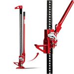 BullsArmor Farm Jack 48" Off-Road Utility - 3 Ton (6,600 lb) Capacity - Durable Ratcheting Mechanism - Ideal for 4x4, Jeep, ATV, SUV, and Truck Recovery - All-Terrain Performance, Red