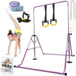 YOUTIFUN Gymnastics Bar, Kids Gym Equipment 5 Level Height Adjustable Pull Up Horizontal Gymnastic Bar, Gymnastics Equipment for Home for Girls & Boys, 3 to 12 years old (Light Purple)