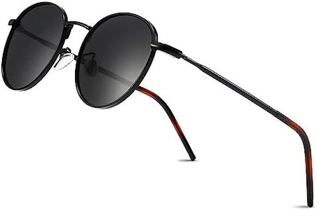 SUNGAIT Round Vintage Polarized Sunglasses Classic Retro Metal Frame Sunglasses Circular for Women Men(Black Frame/Polarized Gray Lens) SGT059-HH-UK