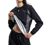 HOTSUIT Sauna Suit for Women Sweat Suits Sauna Jacket Pants Gym Workout Lightweight Anti Torn Full Body, Black, S