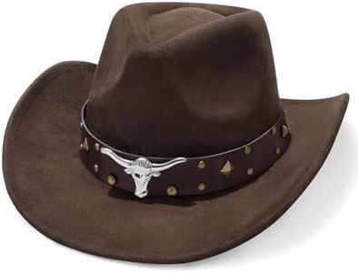 SANSTHS Cowboy Hats for Men Women Cowgirl Hat Wide Brim Felt Hats Western Leather Cowboy Hats for Lover