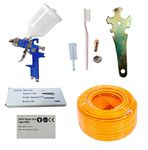 Air-Ga 1.4Mm Hvlp Paint Spray Gun With Tool Kits & 10 Meter Compressure Pipe, Hand Powered (Blue)