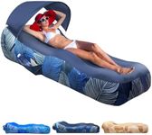 Mosoyolo Inflatable Lounger Air Sofa with Sun Shade Cover Waterproof Inflatable Couch Chair for Camping Beach Hiking Backyard, Easy to Set Up Inflatable Couch (Navy Blue)