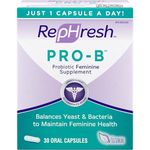 RepHresh Pro-B Probiotic Feminine Supplement, Balances Yeast and Bacteria, Womens Probiotic, Restore Healthy, Vaginal Flora with L. rhamnosus GR-1 & RC-14, 30 Oral Capsules