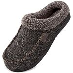 HomeTop Men's Comfy Tweed Memory Foam Slipper Fuzzy Sherpa Lined Slip on House Shoes with Anti-Skid Rubber Sole (11-12, Light Coffee)