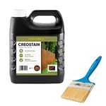 Postsaver Creostain Oil-Based Wood Treatment | Creosote Creocote Substitute | Exterior Wood Stain and Preserver | Safe Fence Treatment | Significantly Lower Odour Than Creocote | Dark Brown 4L + Brush