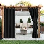 LORDTEX Linen Look Indoor/Outdoor Curtains, 52 x 95 Inch, Black – Waterproof, Privacy, Sun Blocking Textured Grommet Curtains for Patio, Pergola, Porch, Deck, Lanai, and Cabana, Set of 2 Panels
