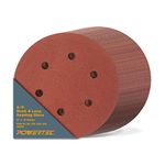 POWERTEC 45200, 100 Pack, 6"x 6 Holes, A/O Hook & Loop Sanding Disc | 40, 80, 120, 220, 320 Assorted Grits, Red