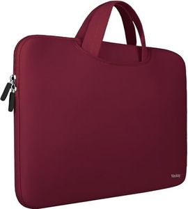 15.6 Inch Laptop Sleeve, Durable Slim Briefcase Handle Bag & with Two Extra Pockets, Notebook Computer Protective Case for Computer Notebook Ultrabook, Collapsible Carrying Handles, Wine Red