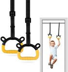 EXQ Home Kids Gymnastic Rings Pull up Rings for Chlidren Exercise,Indoor Gym Ring,Kids Gymnastics Rings with Adjustable Straps,Load Bearing 220lb,Yellow Hands Tape (NO Bar)