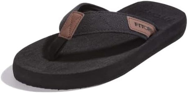 FITORY Hommes Tongs Adulte été Plage Piscine Plates Flip Flop Noir Taille 45 EU